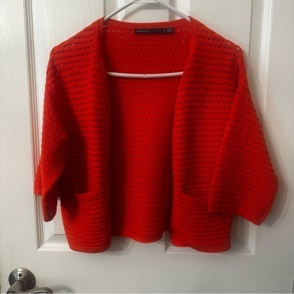 Karen Millen Women Spring Autumn Short Orange Red Cardigan Size 2